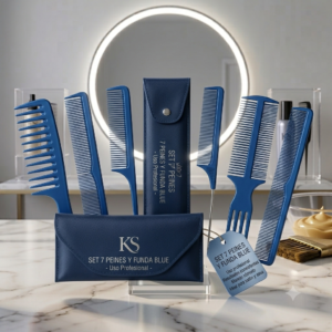 SET 7 PEINES Y FUNDA BLUE
